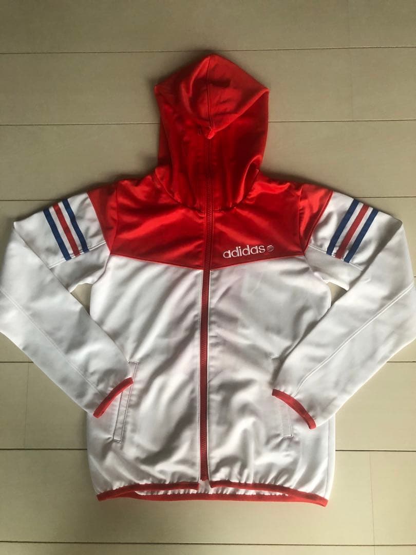 adidas ジャージ上下セット オレンジ　白　Mジャケット　Sパンツ