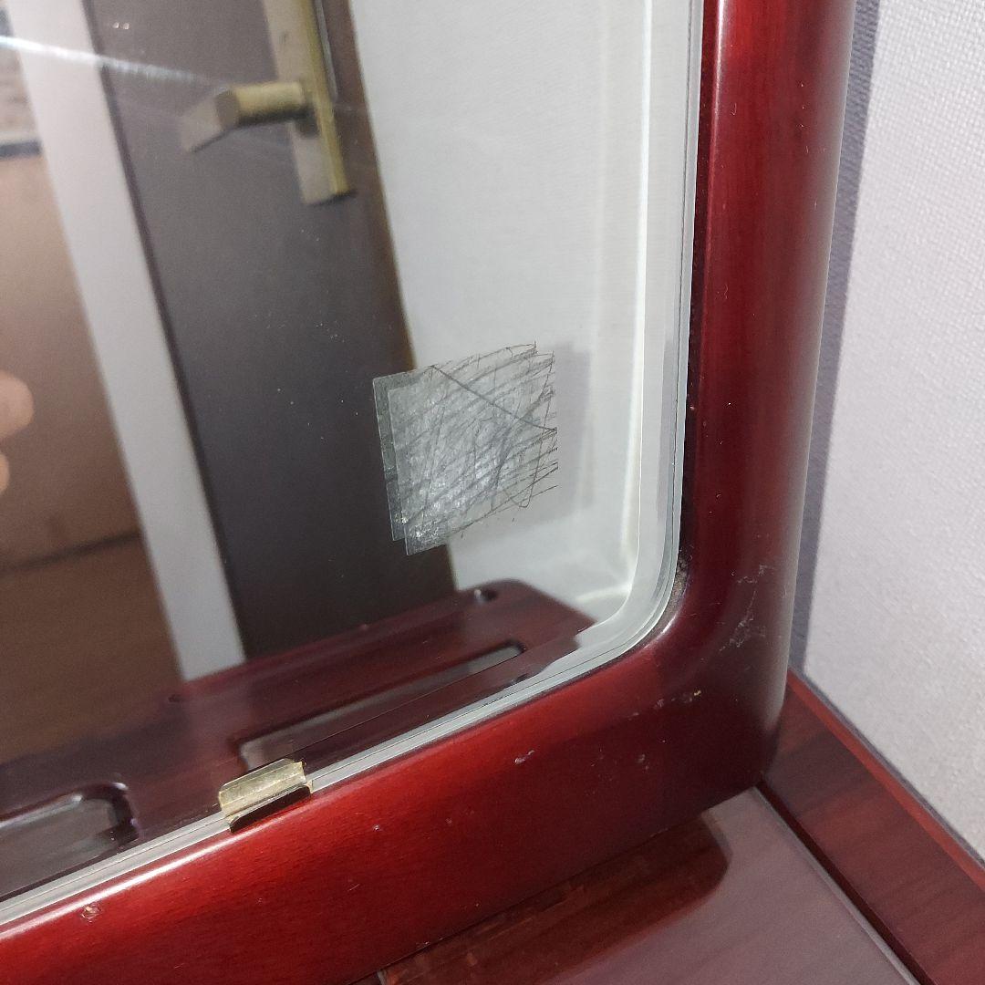 ドレッサー　鏡台　昭和レトロ　赤茶　木製　天板ガラス板はめ込み