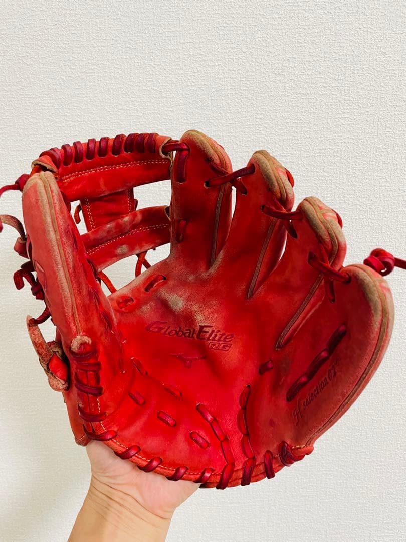 ミズノ　Mizuno Global Elite 軟式グローブ レッド　少年用