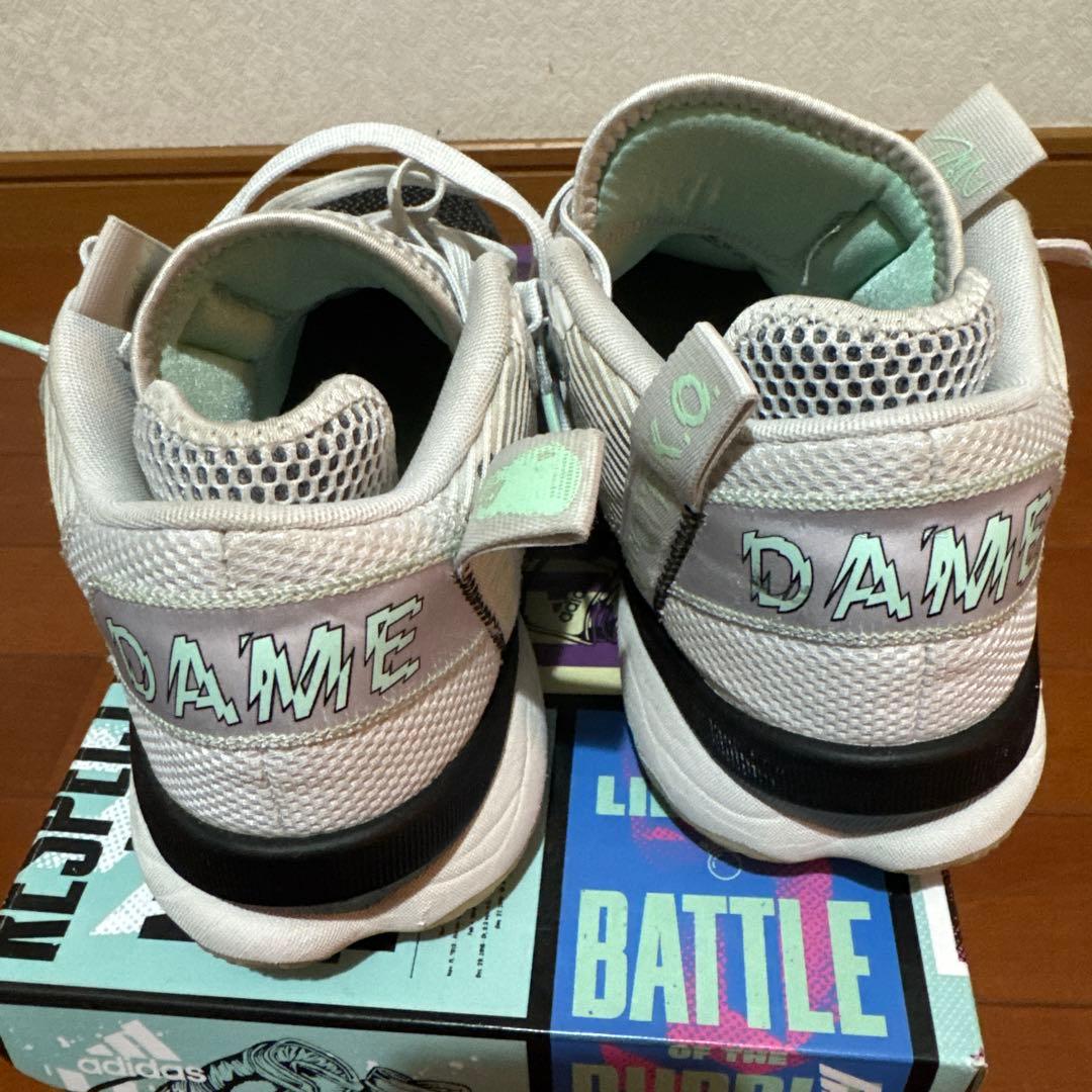adidasDame8バッシュ28.5cm リラード 箱付き ブラック ホワイト