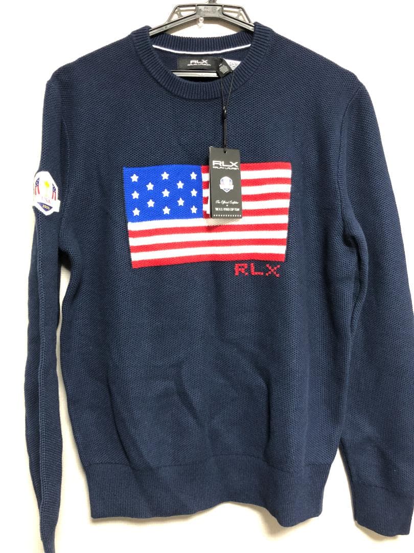 未使用 RLX U.S. ライダーカップフラッグセーター S M 紺 ポロゴルフ