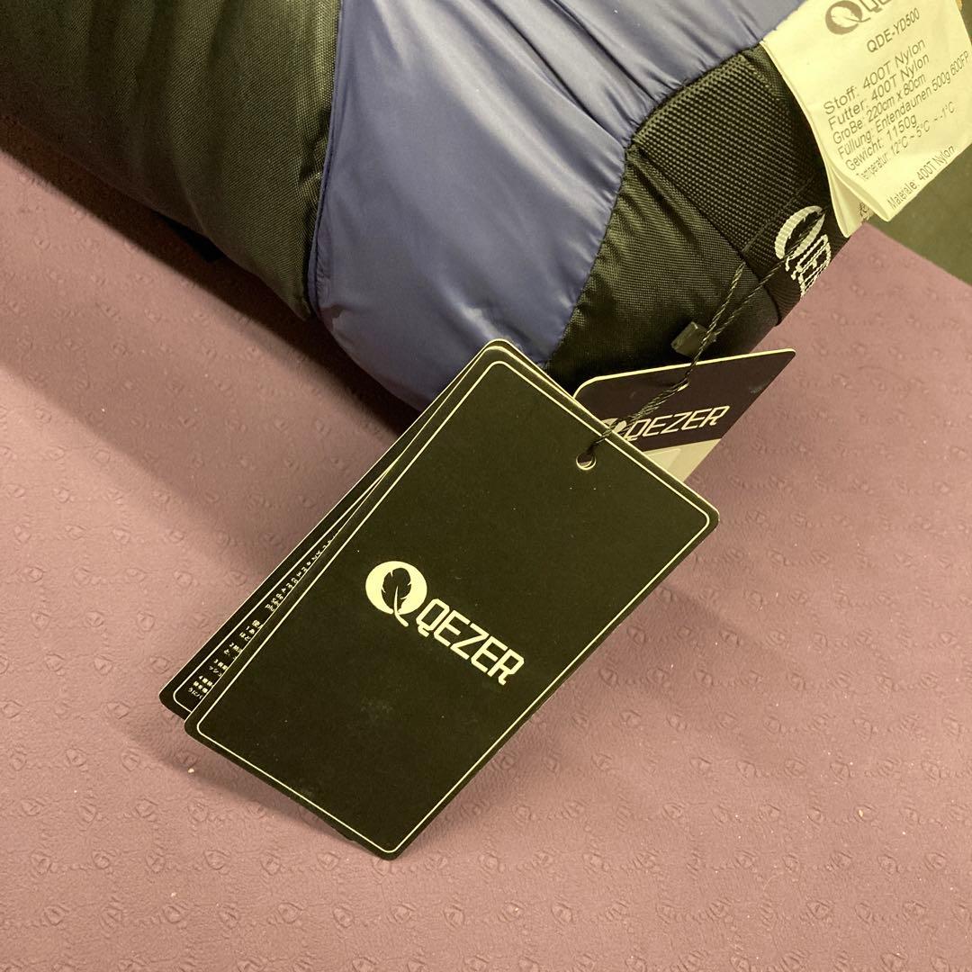 QEZER 寝袋 ダウン 封筒型シュラフ 軽量高級ダウン シュラフ 500g