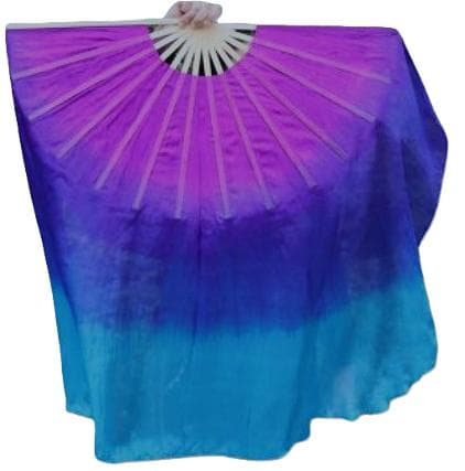 【新品】ビッグフラッターファンベール★右手★紫青水色！100％シルク