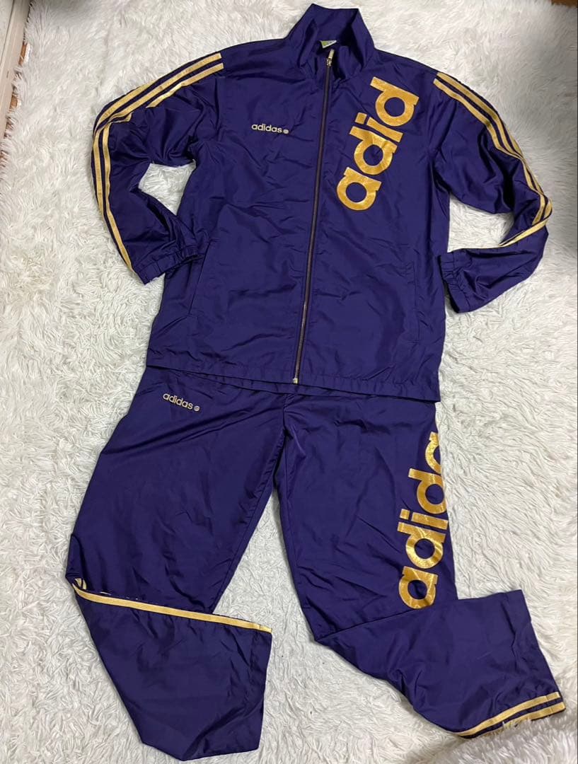 adidas アディダス　セットアップ　ウインドブレーカー　紫　上XO 下O