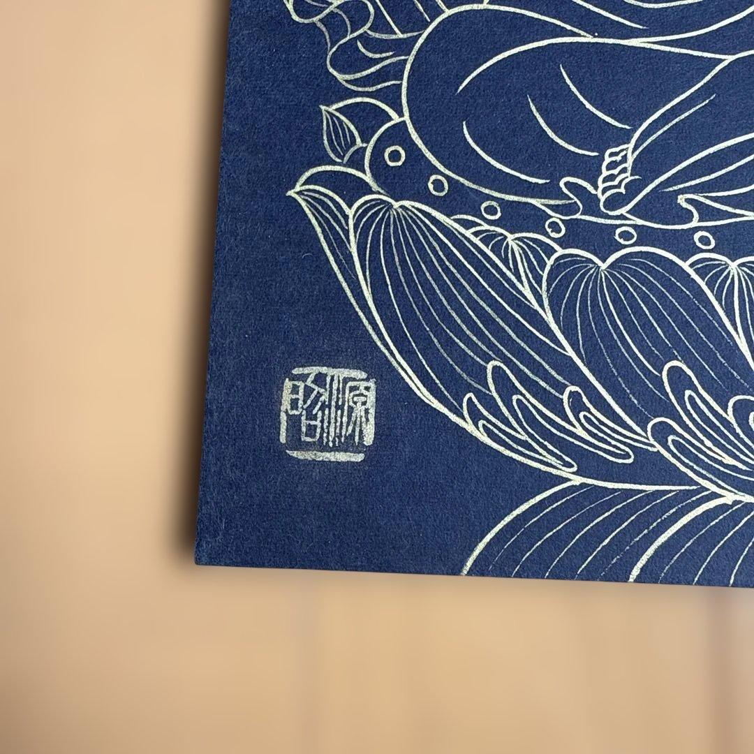 観音菩薩　金彩　画　額縁付き