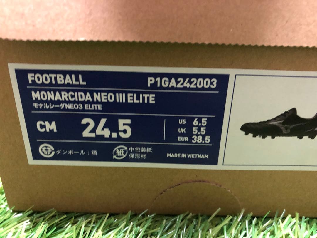 Mizunoモナルシーダネオ3エリート 黒 24.5cm ミズノサッカースパイク