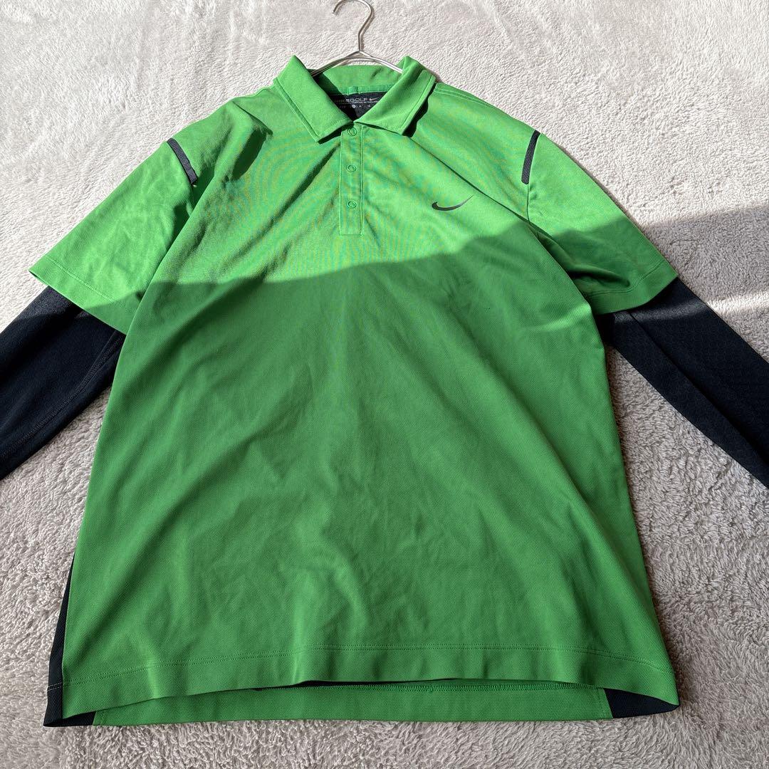 美品(XL)ナイキゴルフ/NIKE/長袖/ロンT/ポロシャツ/ロゴ/大きい