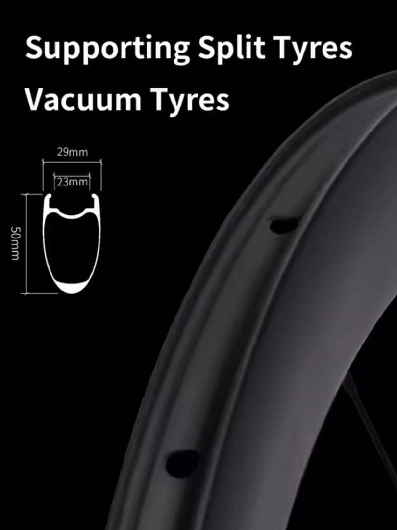 美品 50MM カーボン ホイール ディスク用 T800+T700 ワイドリム