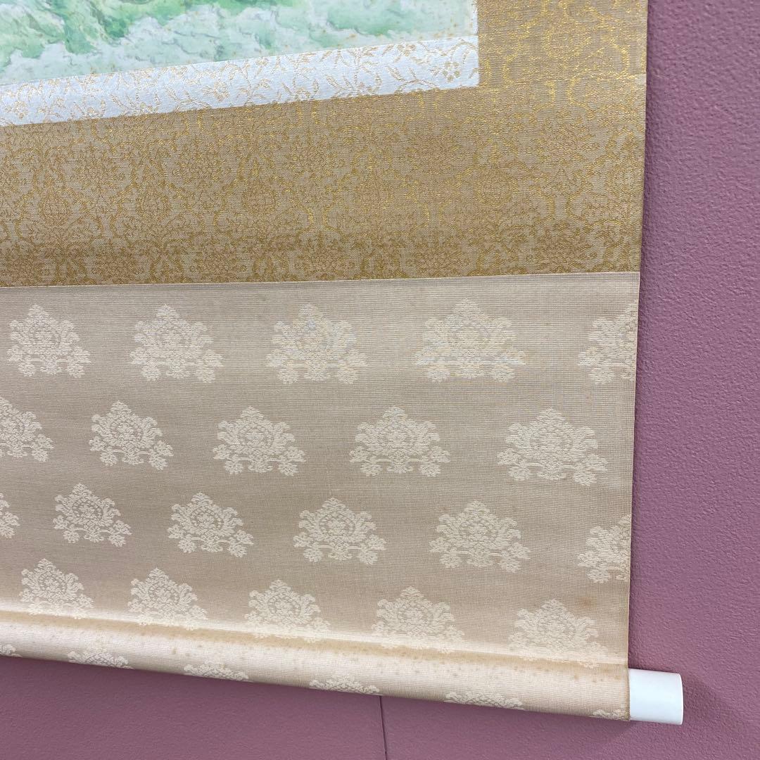美品 掛け軸 松生春芳作 保津峡図 嵐山 共箱 太巻き付 夏掛け