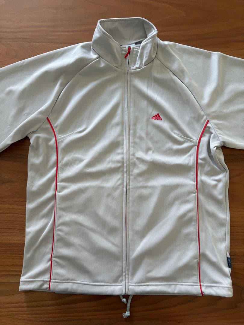 美品 adidas アディダス ジャージ上下セット アイボリー×レッド Lサイズ