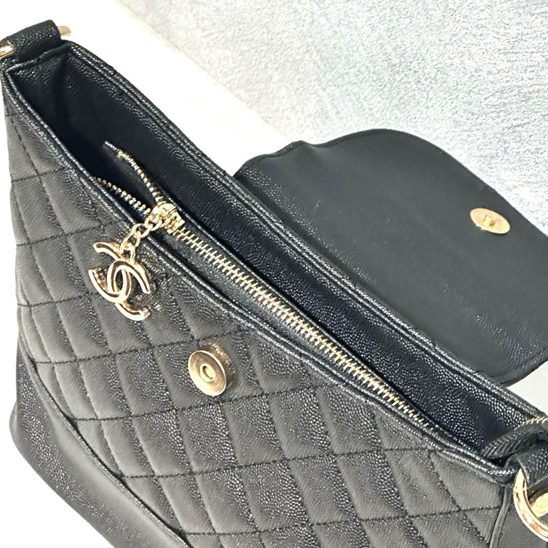 【非売品】CHANEL ノベルティ　ブラック キルティング ハンドバッグ