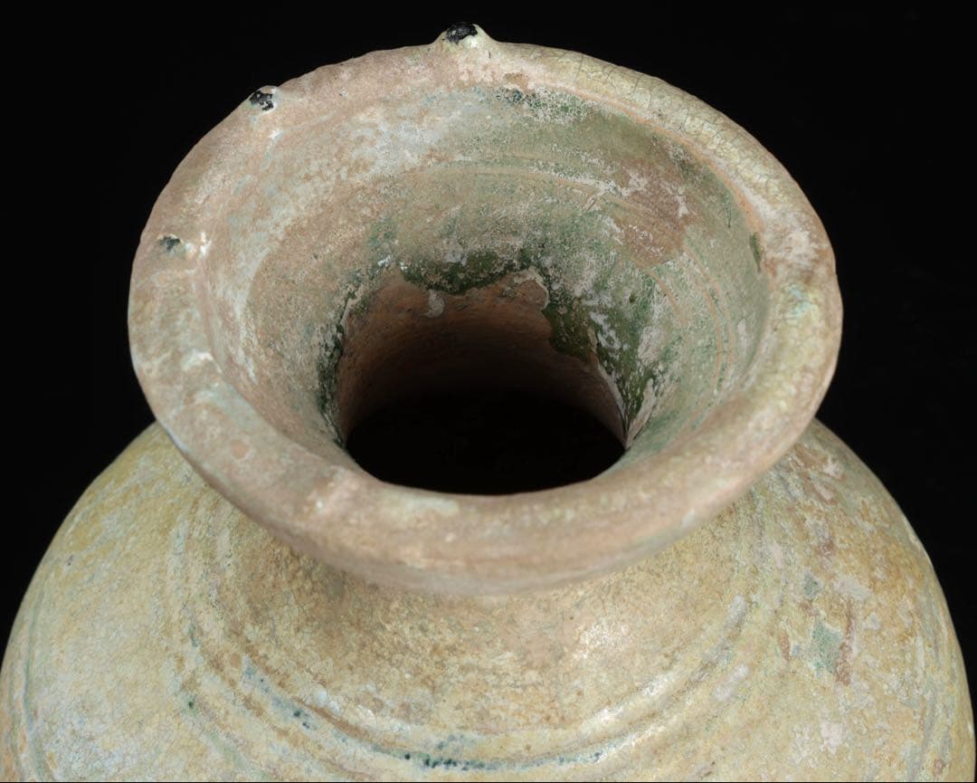 中国古玩 漢緑釉銀化三足壺 時代箱付 漢時代 花入 花瓶 飾壺 古美術 骨董品
