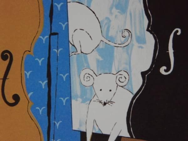 池田満寿夫、ヴァイオリンと鼠、希少画集画、高級額装、状態良好