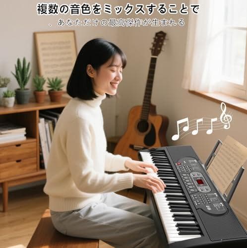 電子ピアノ 61鍵盤 キーボード ピアノ 70デモ曲 200音色 200リズム内