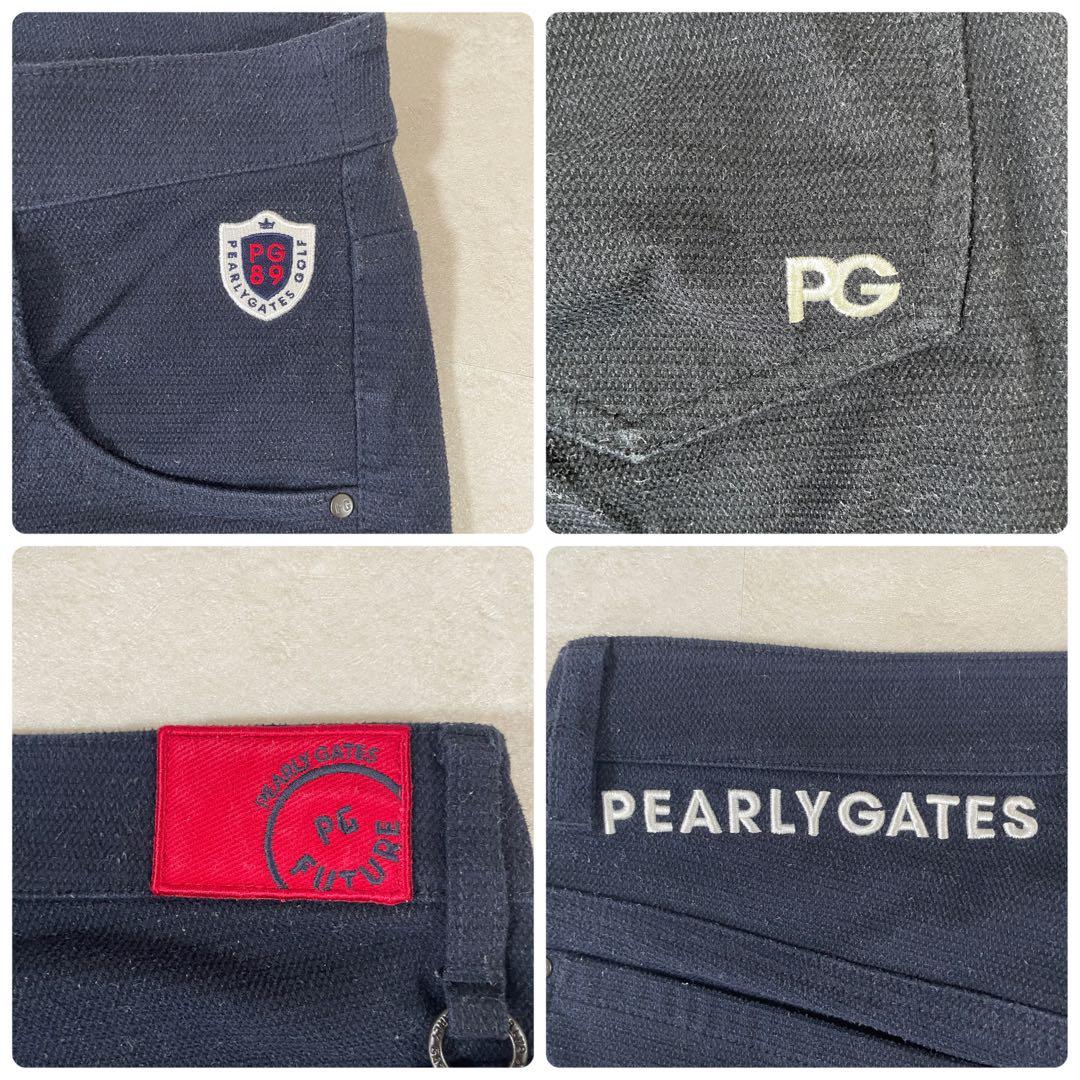 古着 PEARLY GATES パンツ ロゴ刺繍 サイズ1 ネイビー