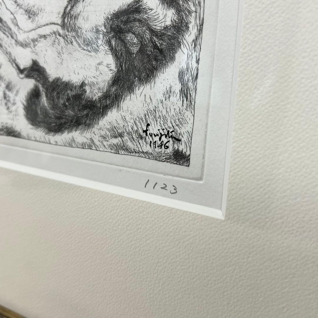真作 藤田嗣治 猫 シャーマンコレクション 銅版画 D89