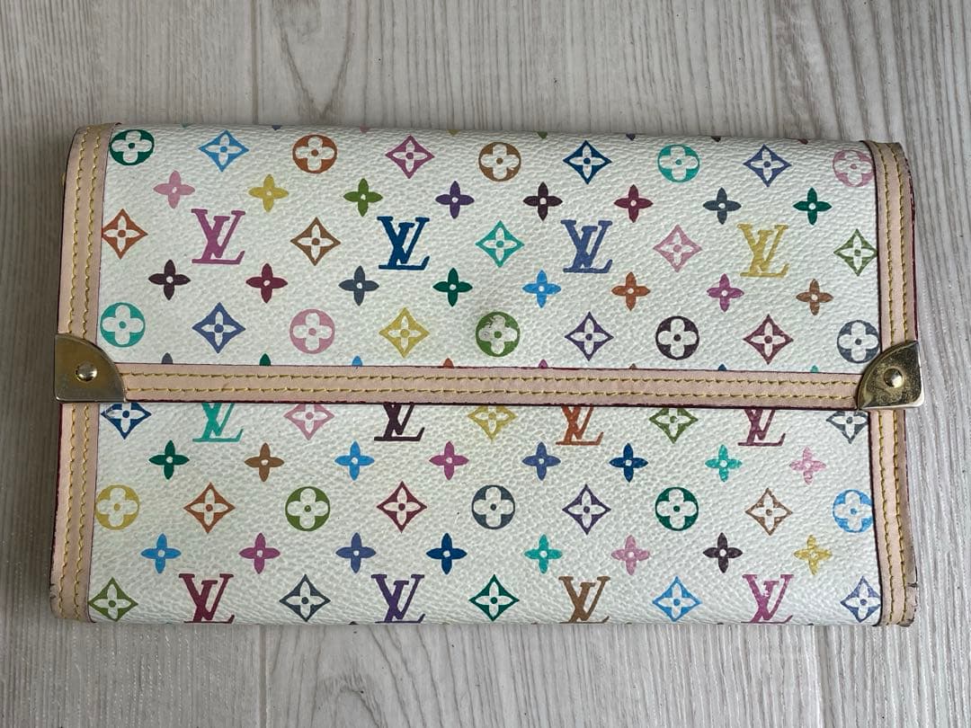 LOUIS VUITTONモノグラムマルチカラー ポルトトレゾール 三つ折長財布