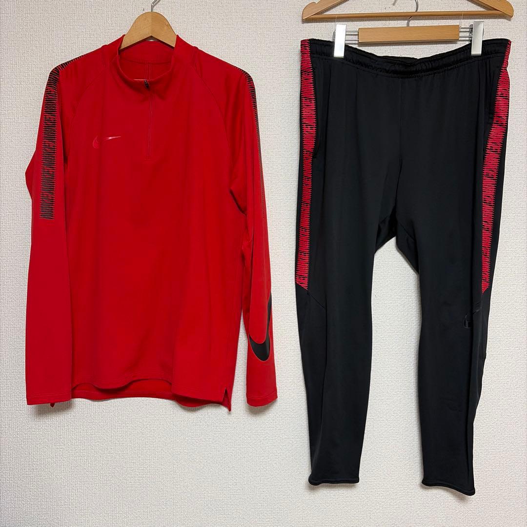 ナイキ スクワッド ジャージ上下セット ブラック×レッド XL