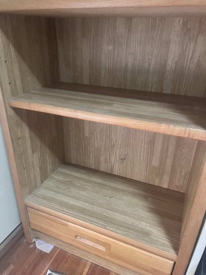 最終9/15【配送料12,000円込】木製 5段本棚 引き出し付き