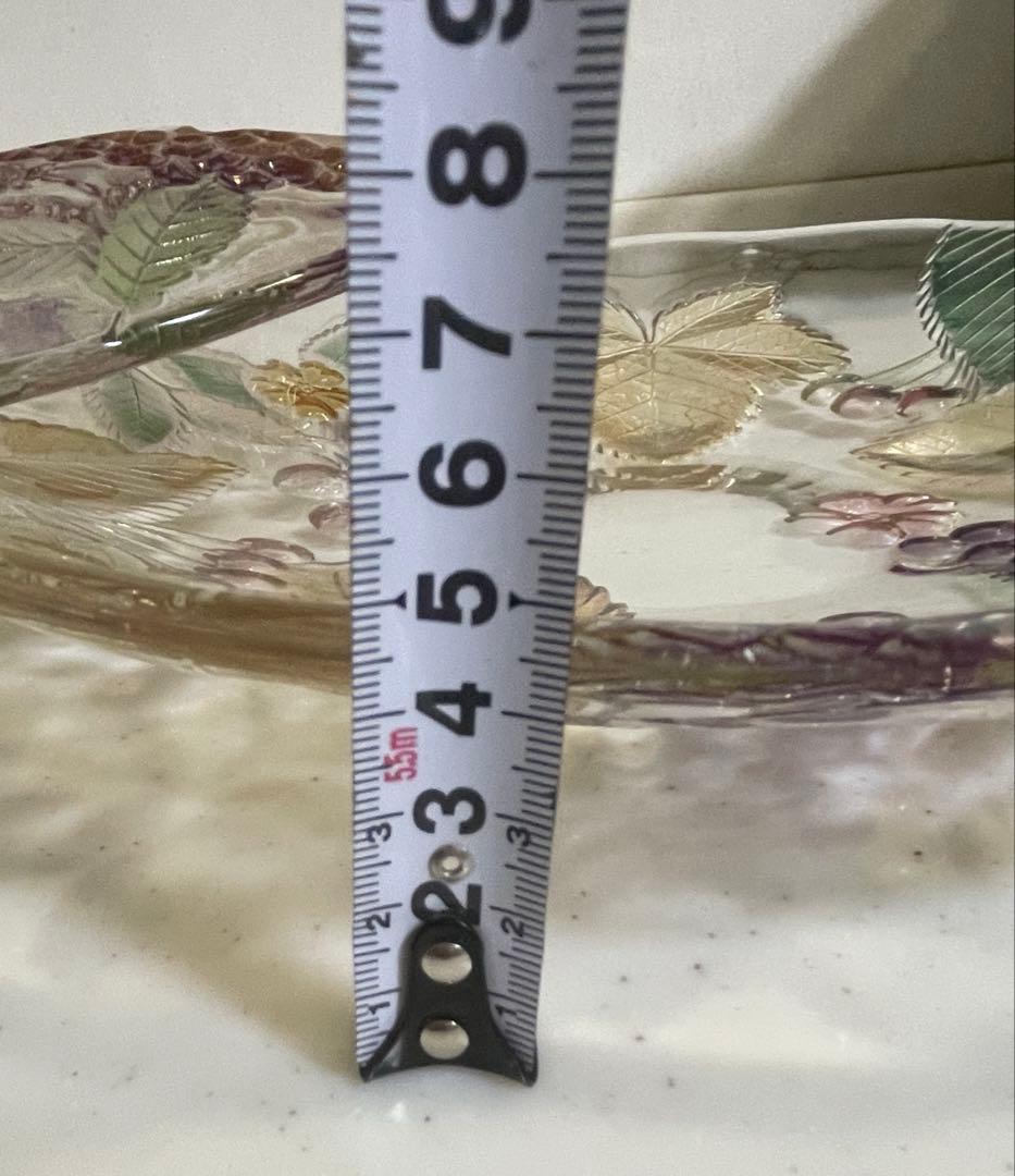 ガラス皿 ぶどうと葉の彫刻 約30cm (2set)