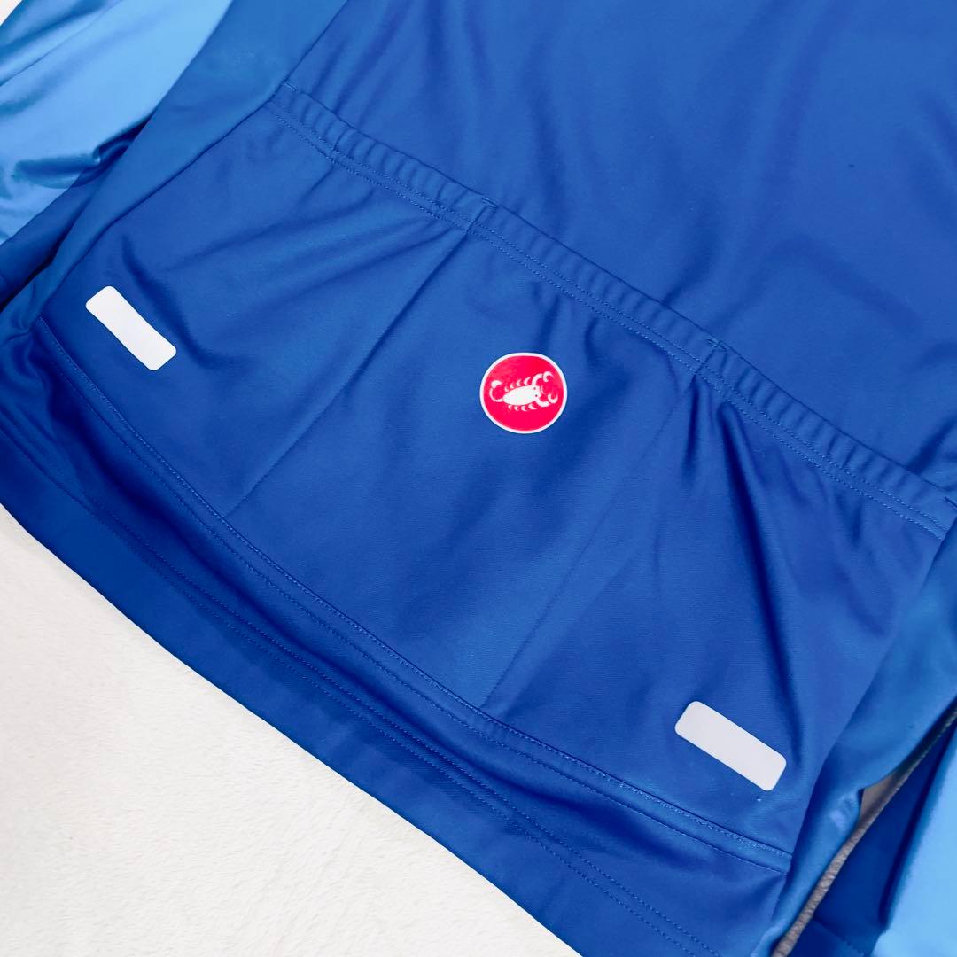 美品 カステリ ストレッチ サイクルジャージ ジャケット L ブルー