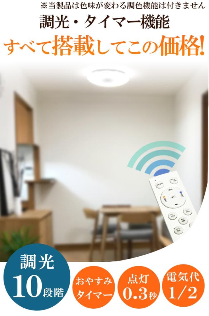 LED6畳と8畳(訳あり)直径46cm！調光木枠付超薄4.5cmリモコン付