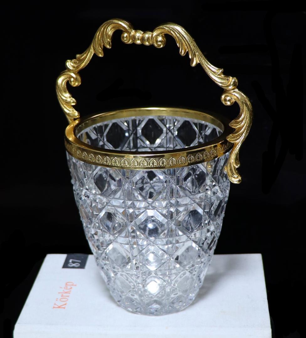 オールド・バカラ 珍品 上級作品 ブロンズ装飾 ゴールド アイスペール 氷入れ
