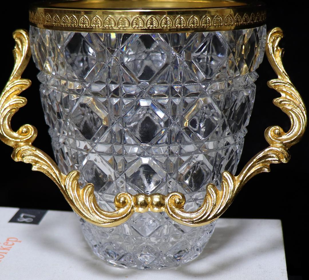 オールド・バカラ 珍品 上級作品 ブロンズ装飾 ゴールド アイスペール 氷入れ