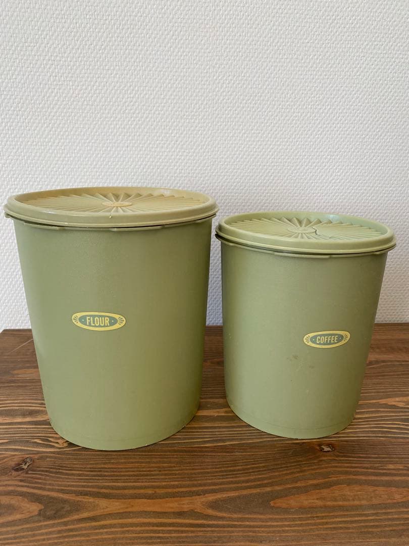Vintage Tupperwareオリーブグリーン保存容器4個セット