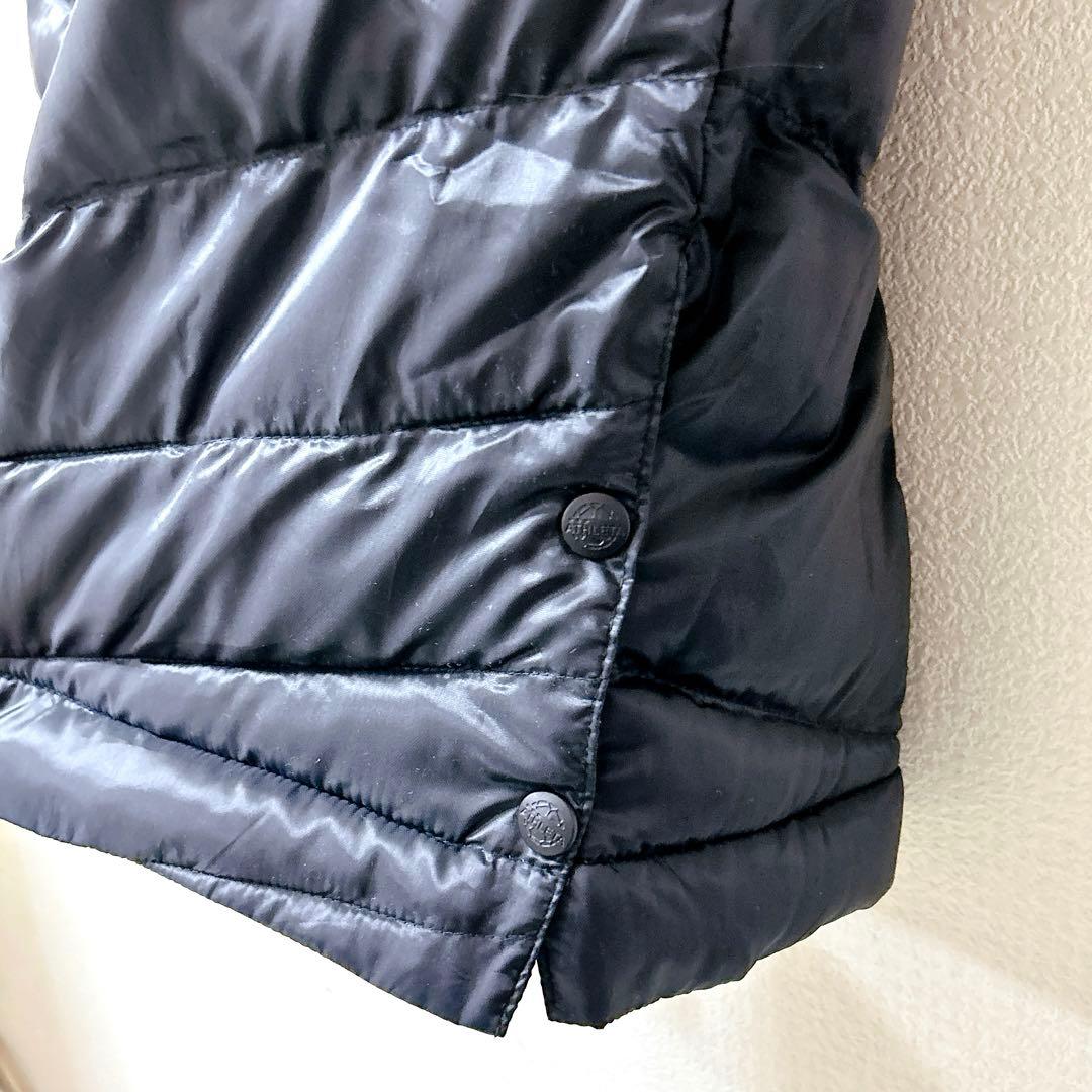 ATHLETA アスレタ　ベンチコート160 無地ブラック フード付 ロゴ