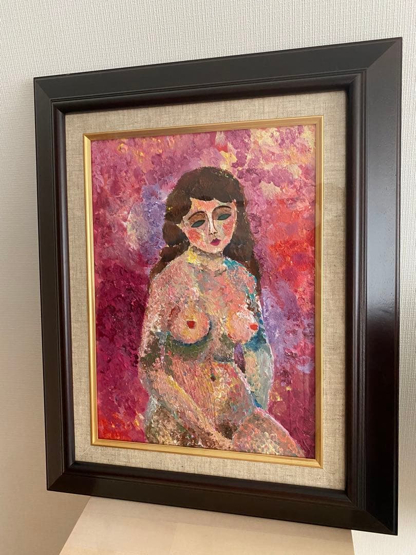 『座る女』 オリジナル 絵画 額縁 インテリア 油絵 原画 裸婦