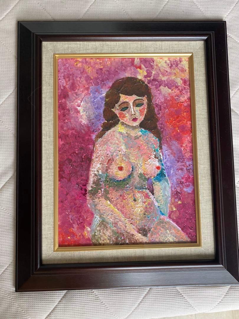 『座る女』 オリジナル 絵画 額縁 インテリア 油絵 原画 裸婦