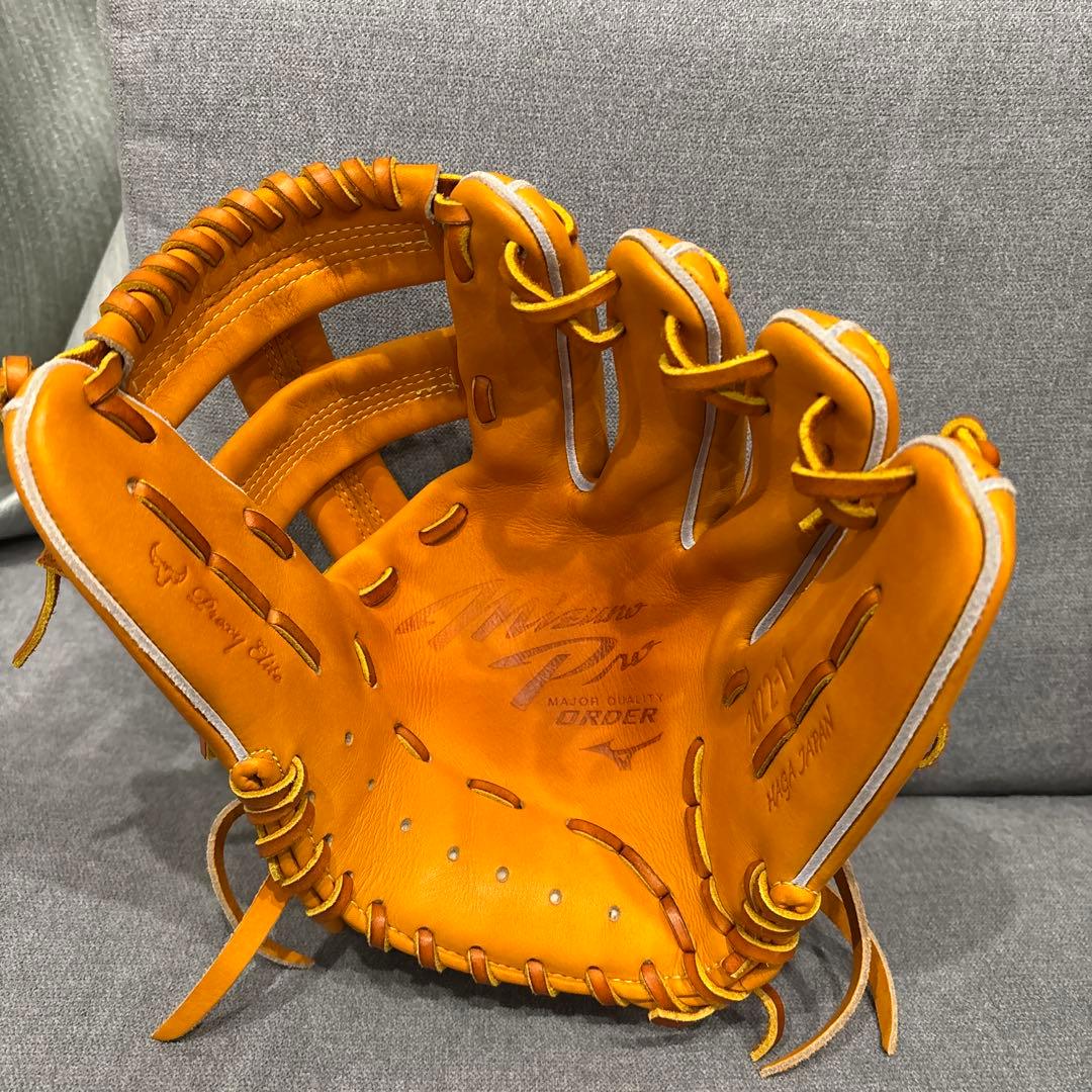 【美品】ミズノプロ 硬式オーダーグラブ 内野手Nモデル プレキシーエリート