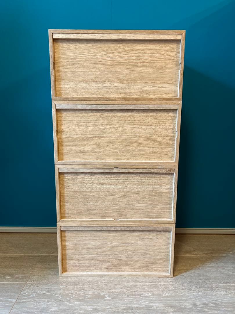 【美品・送料込】無印 スタッキングチェスト・ハーフ・引出し　オーク材　4点セット