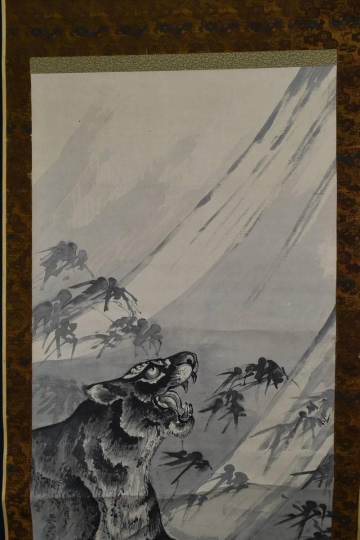 【模写】土方稲嶺/猛虎図/江戸中・後期/掛軸/名家伝来/AA-514
