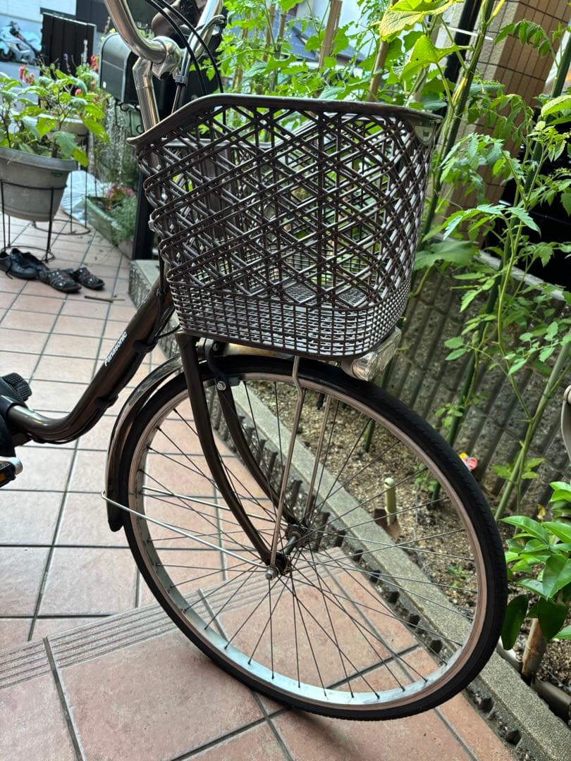 電動アシスト自転車 黒 前カゴ付き