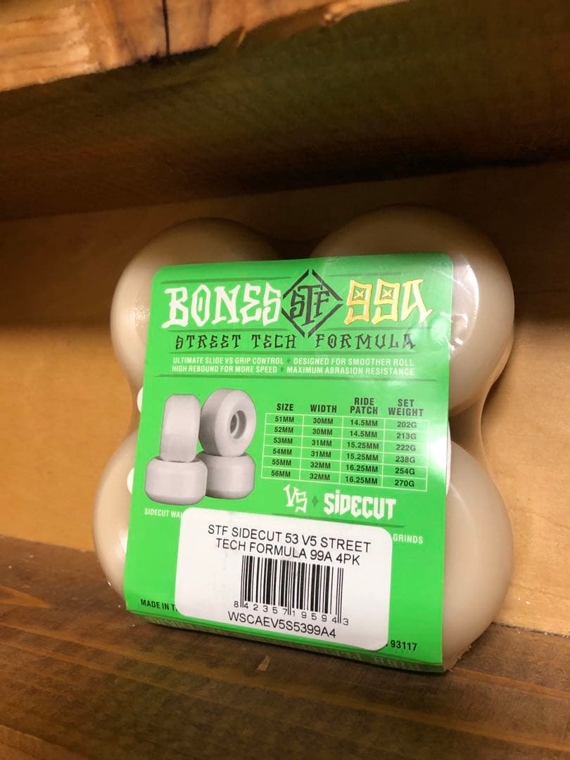 スケートボード BONES STF 99A 53mm V5 sidecut