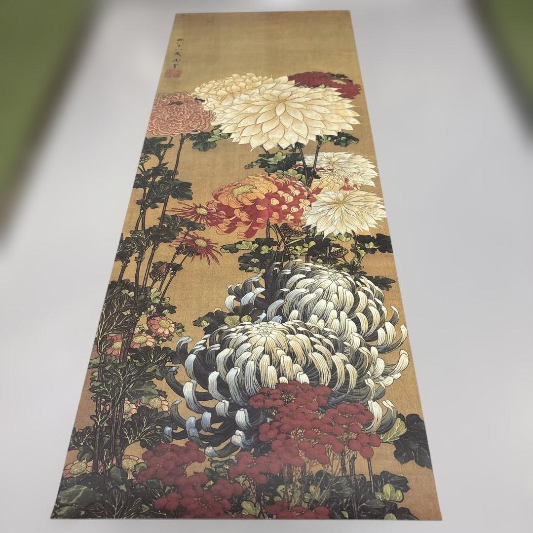 葛飾北斎　菊図　2枚　（双幅）