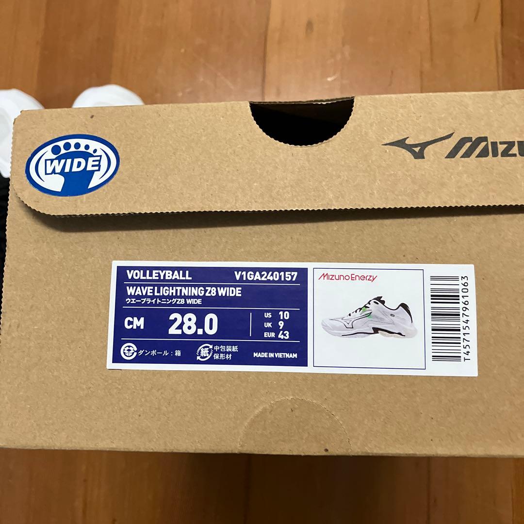 Mizuno バレーボールシューズ 28.0 3E ホワイト/ブラック/グリーン