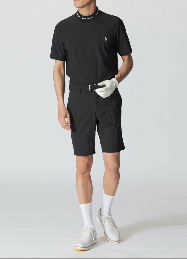 新品★Paul Stuart ゴルフ　モックネック半袖Tシャツ ブラック　L