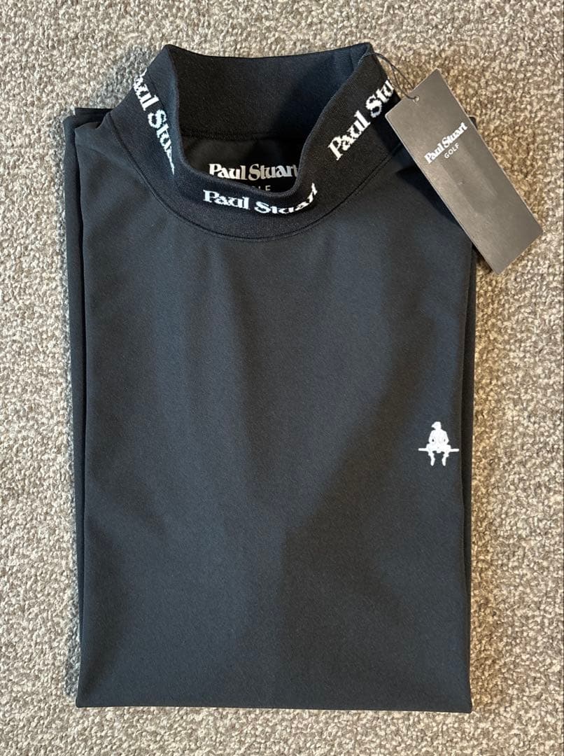 新品★Paul Stuart ゴルフ　モックネック半袖Tシャツ ブラック　L