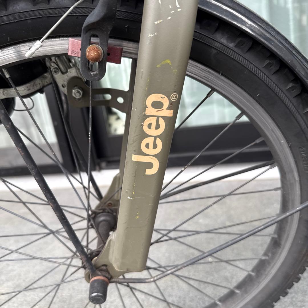 Jeep ジープ　キッズバイク オリーブグリーン 前カゴ付き　自転車　22インチ