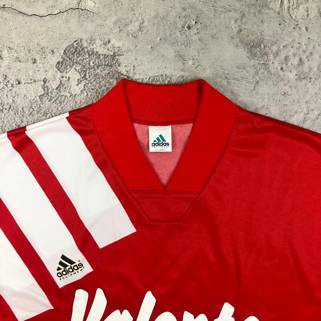 90s adidas EQUIPMENT ゲームシャツ デサント製 古着 赤 L