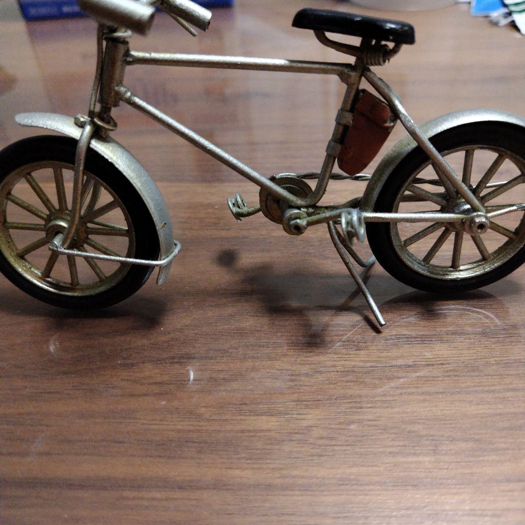ミニチュア自転車 金属製 シルバー/ブラック