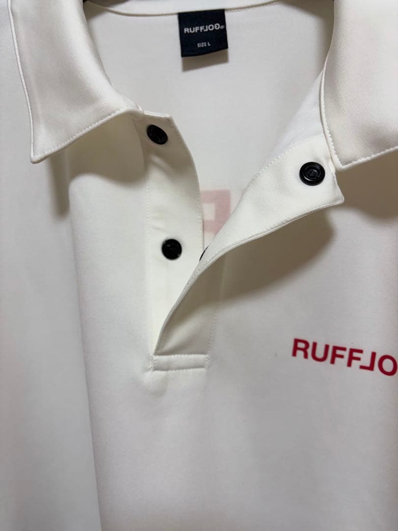 【RUFFLOG】ラフロッグ ビックシルエットポロシャツ ホワイト Lサイズ