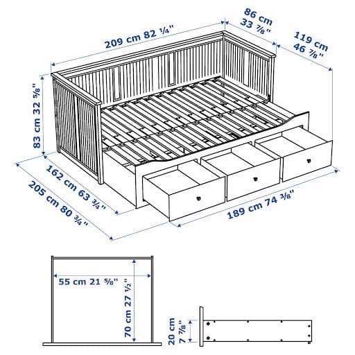 イケア IKEA ヘムネス hemnes ベッドフレーム　組立説明書つき