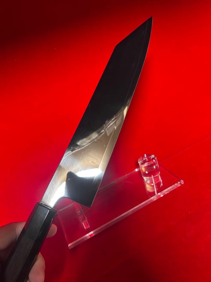 包丁　切付牛刀　ハ寸　両刃　三枚打　鏡面仕上げ　箱付　未使用品