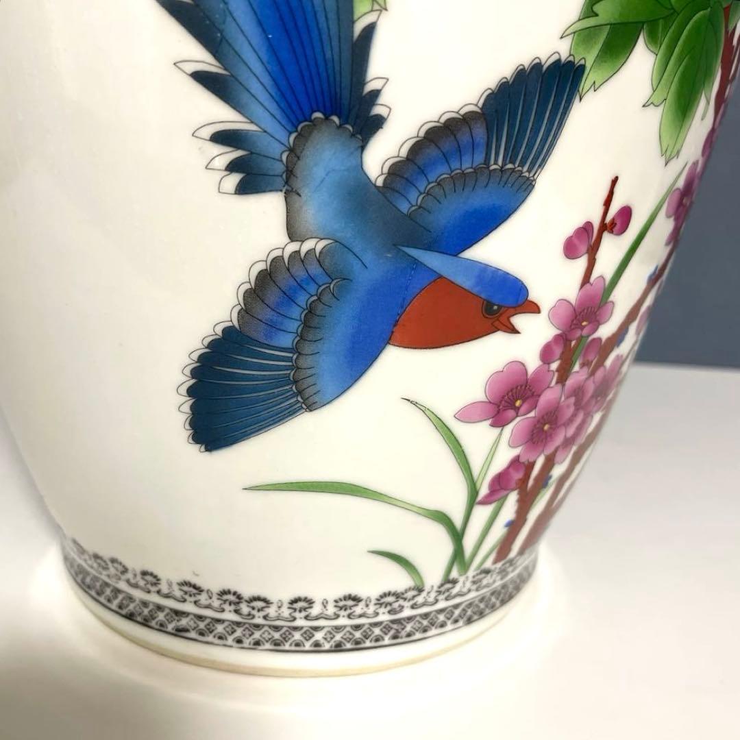 『中国美術』 景徳鎮製 粉彩色絵花鳥図 大花瓶 高さ60.5㎝ 重さ5.4kg
