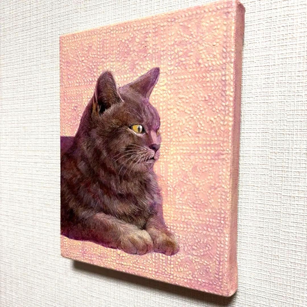 猫の手描き絵画 座った猫