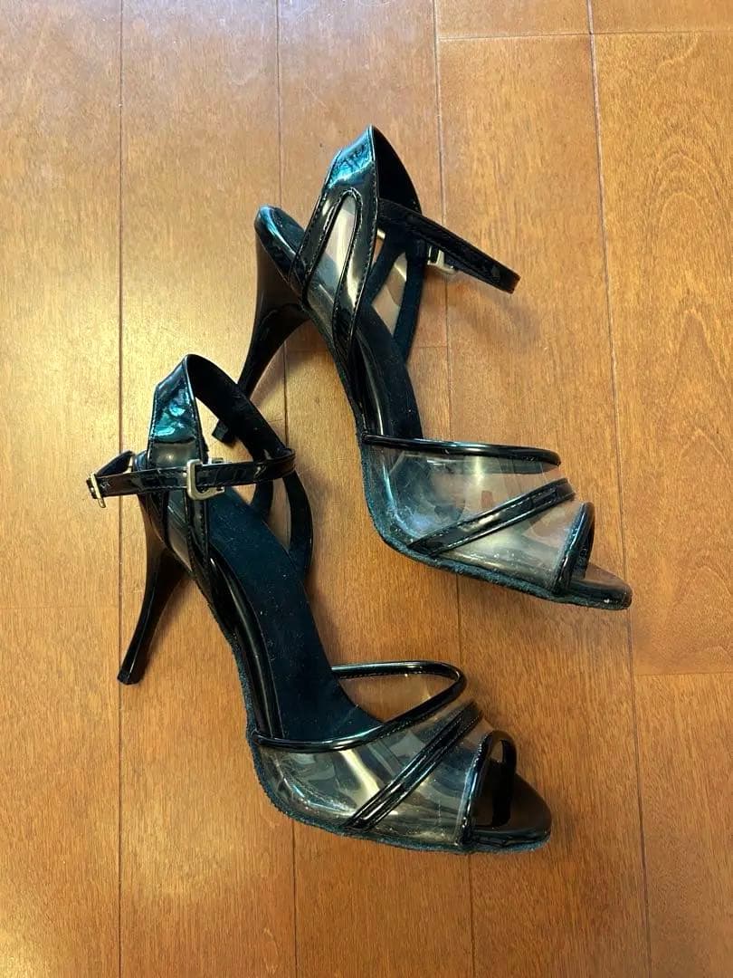 La Madrina 9cmヒール　オープントゥ　黒　エナメル　タンゴ　社交